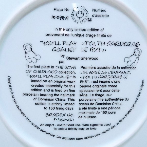 YOU'LL PLAY GOALIE! Decorative plate by Steward Sherman - Picture 5 of 5